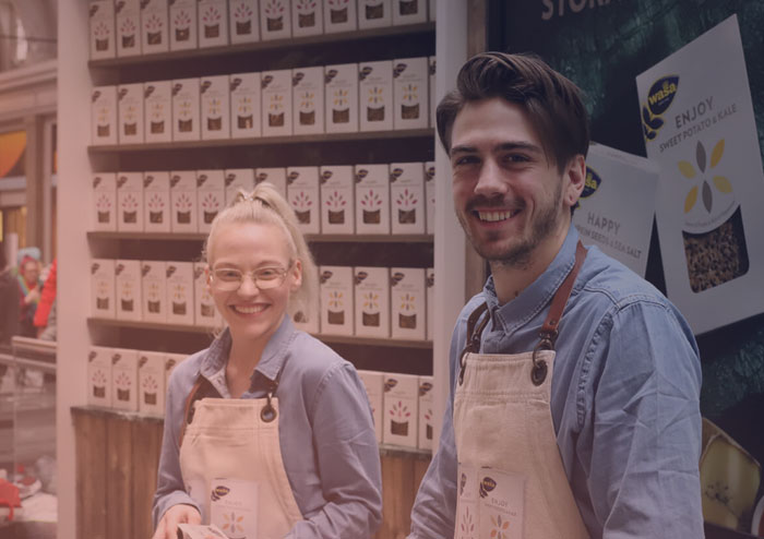 Casebild för Willway's samplingsaktivering för Wasas produktnyheter på T-centralen i Stockholm